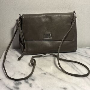 Perlina NY vintage crossbody gray buttery soft leather~ vintage